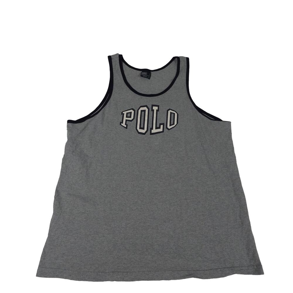 Ralph Lauren 67 Vintage 90s Basketball Gym Cotton Tank Top Made USA Men's Large